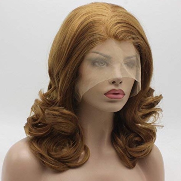 ?MEVINAH 16” DARK BLONDE CURLY LACE FRONT WIG? main image 6